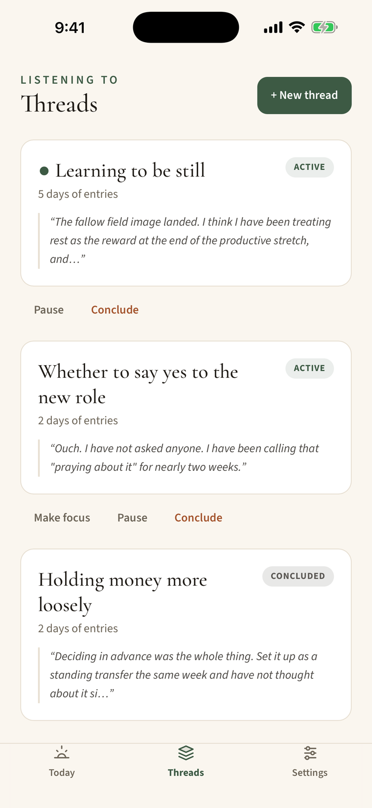 Several threads running side by side in Ponder
